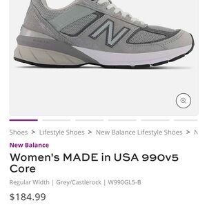 New Balance Women's 990v5 Grey Sneakers